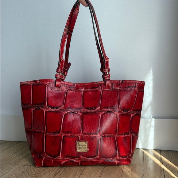 Dooney & Bourke Handbags - Dooney & Bourke Red Croc-Patterned Tote